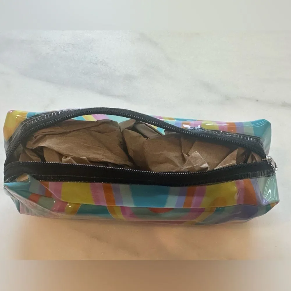 “Smile and Be Kind” Rainbow Pencil Pouch Cosmetic Bag